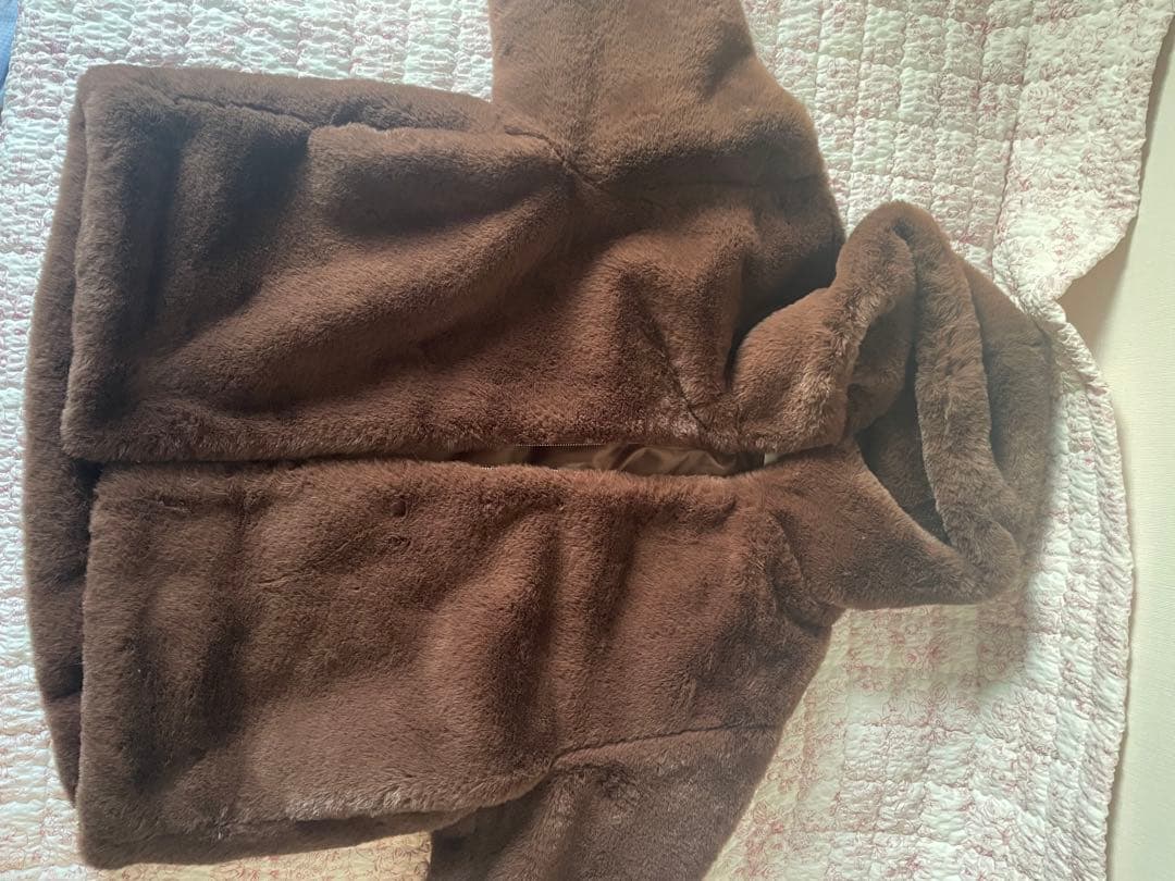 【スタイルミキサー】フードフェイクファーコート　チョコレートブラウン