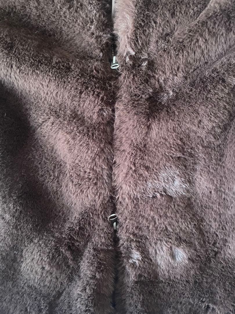 【スタイルミキサー】フードフェイクファーコート　チョコレートブラウン