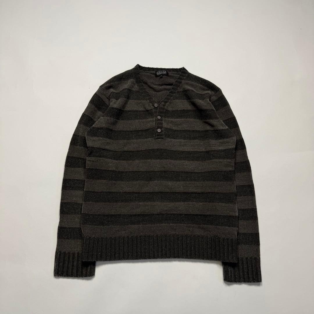 トップス 2000s Border henry neck tops