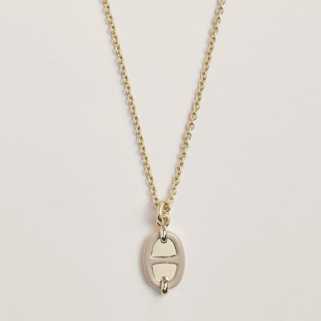 新品 HERMES エルメス ペンダント ミニ マイヨン マロン ローズゴールド