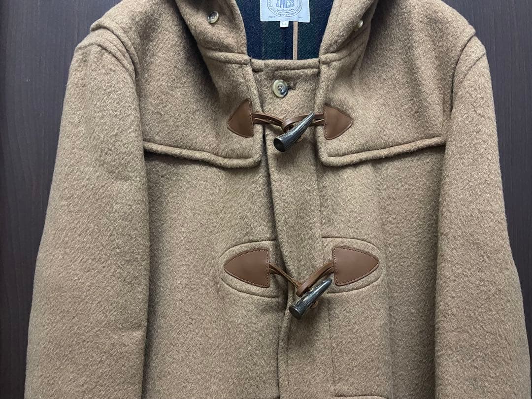 J.PRESS ダッフルコート LL キャメル ウール 裏地ストライプ