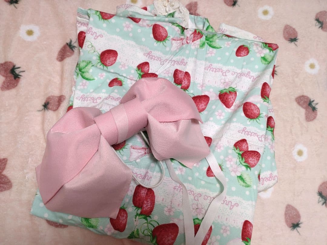 Angelic Pretty いちごミルフィーユ 浴衣・作り帯セット ミント