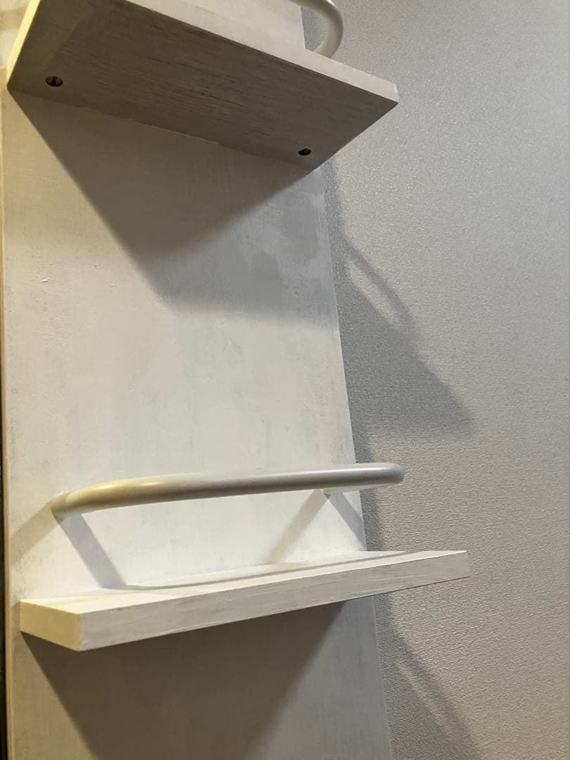 LOWYA突っ張り式姿見 全身鏡 収納付き ホワイト