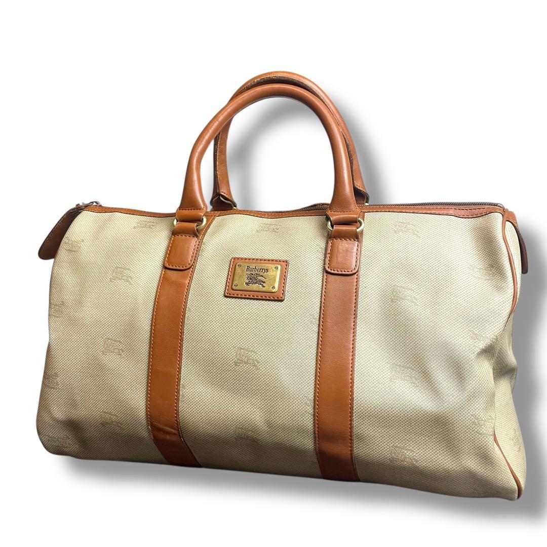 【大容量】Burberrys バーバリー ボストンバッグ ホースロゴ キャンバス