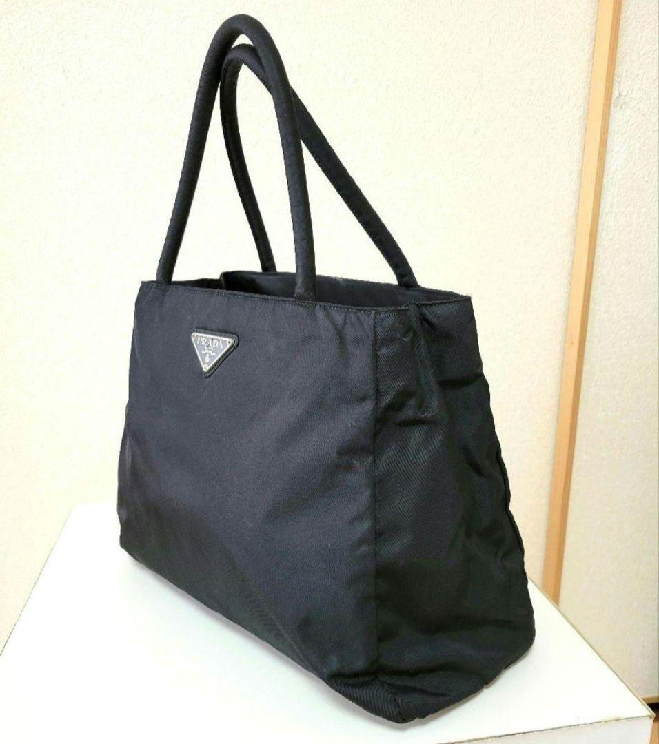 PRADAプラダ　テスート　ナイロン　ハンドバッグ　黒無地　ロゴ