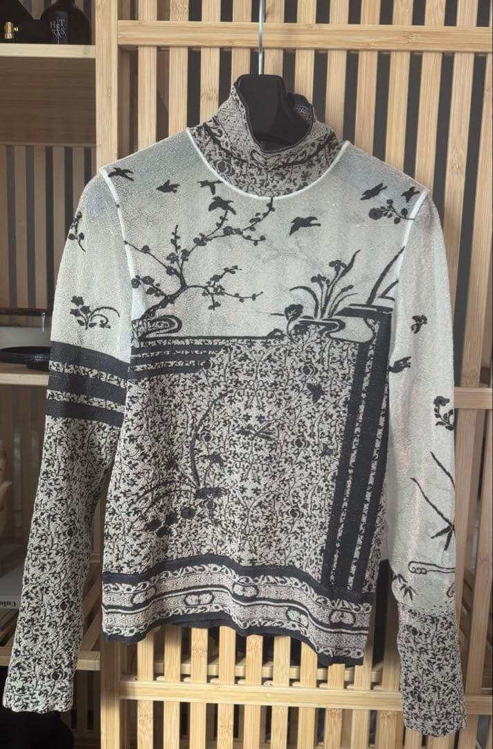 Nature Pattern Sheer Knitted 黒