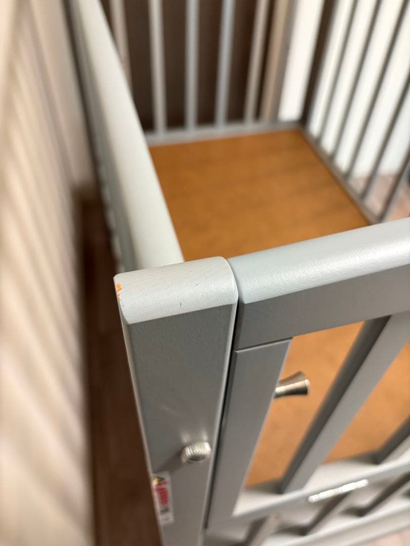 ヤマサキ　ベビーベッド　ハイタイプ　レギュラーサイズ　ツーオープン　グレー