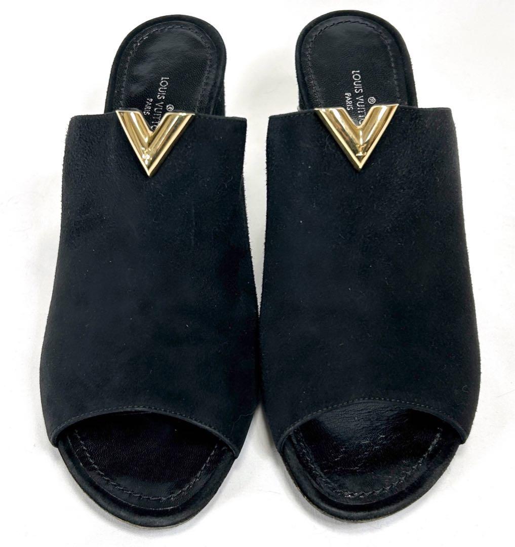 ルイヴィトン　エッセンシャルv サボ　サンダル　23.5cm ブラック　黒