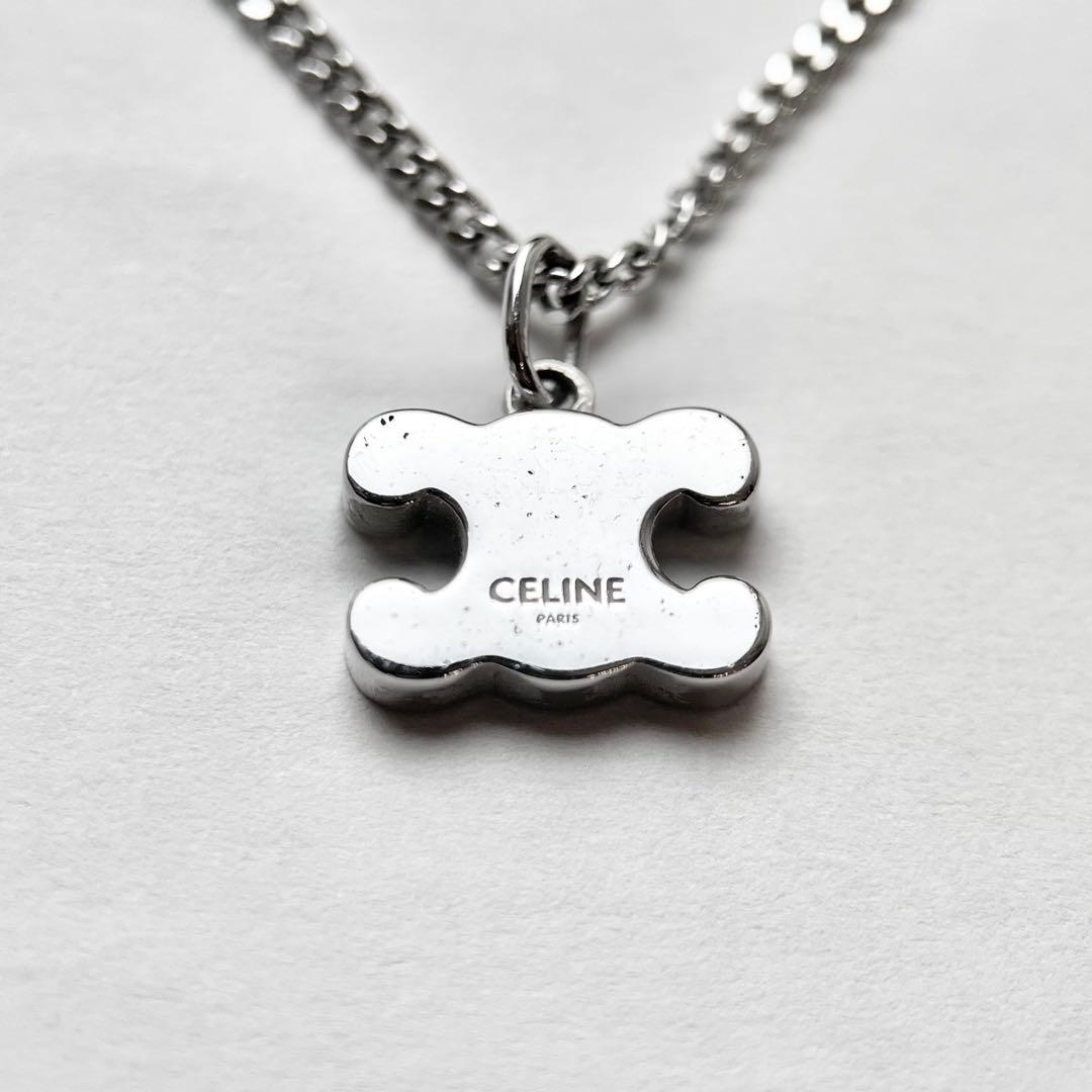 現行モデル 美品 セリーヌ トリオンフ ラインストーン ネックレス シルバー
