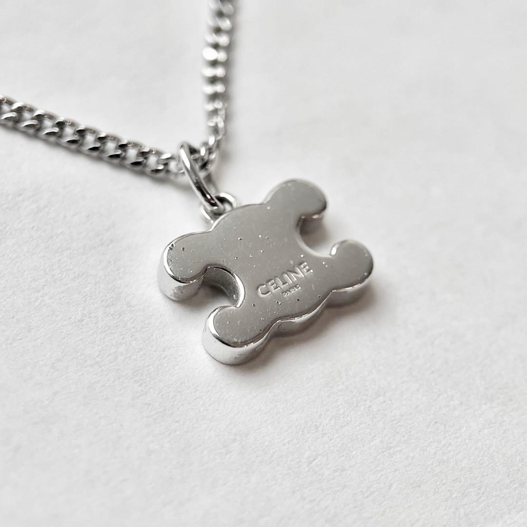 現行モデル 美品 セリーヌ トリオンフ ラインストーン ネックレス シルバー