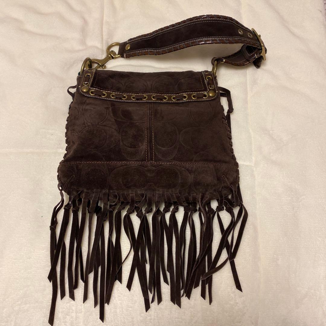Coachブラウンフリンジスエードバッグ