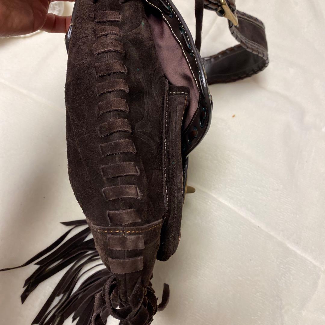 Coachブラウンフリンジスエードバッグ