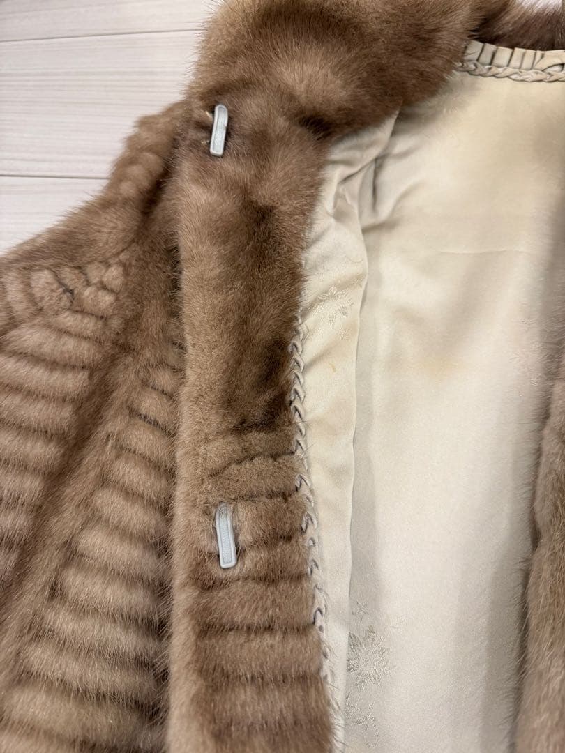 美品　シルバーミンク ハーフコート ファーコート リアルファー 定価980000