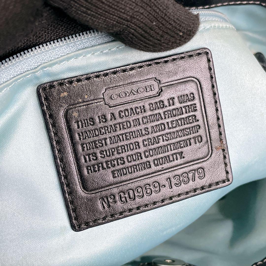 COACH ハンドバッグ シグネチャー キャンバス レザー ショルダー ブラック