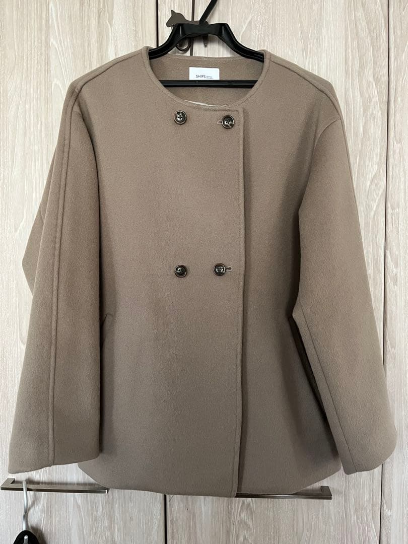 SHIPS any: ノンミュールジングウール ノーカラー ショート コート