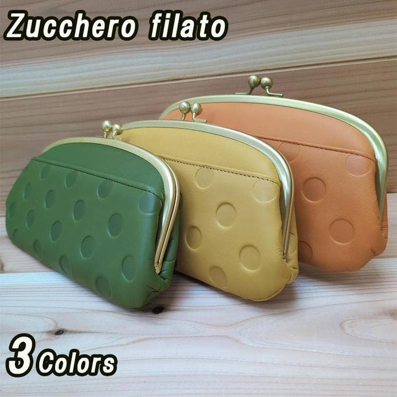 新品　レディース　がま口　ズッケロ　キャメル　ドット柄　牛革　お財布　ブランド