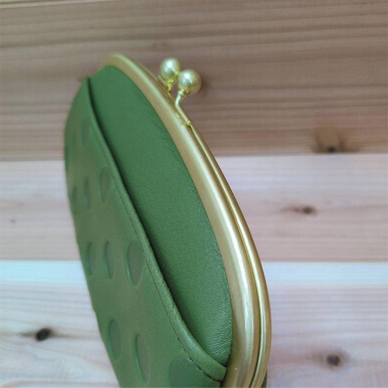 新品　レディース　がま口　ズッケロ　キャメル　ドット柄　牛革　お財布　ブランド