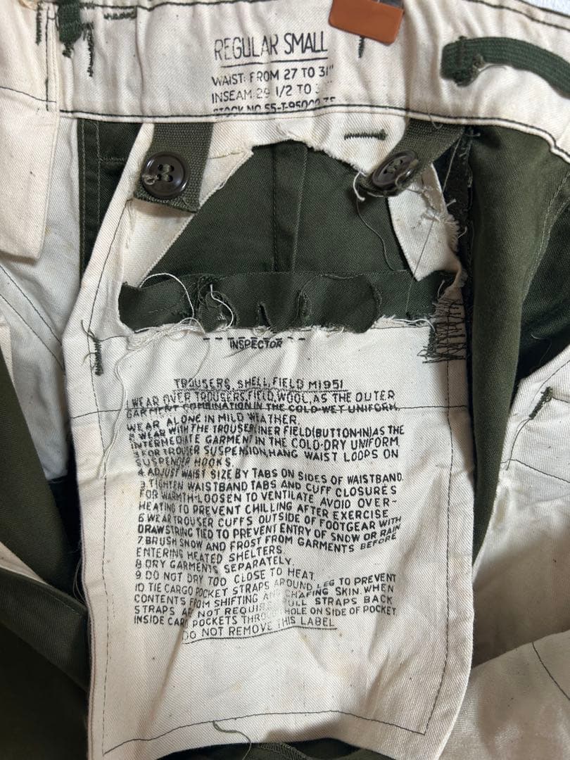 【美品】 実物m-51フィールドパンツS-Rコットンサテン 50s