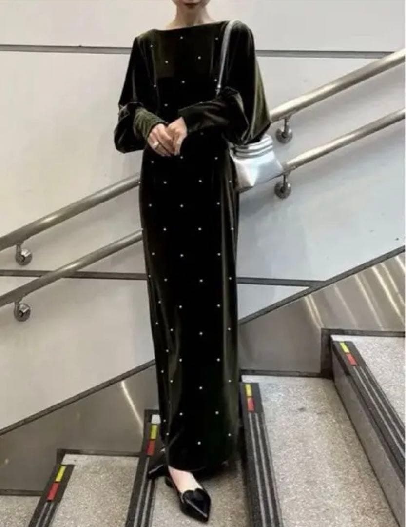 スーツ・フォーマル・ドレス Ameri BACK OPEN PEARL VELOUR DRESS