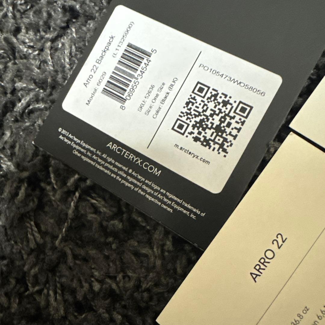 ARC'TERYX ブラック　バックパック　アークテリクス　アロー22 黒