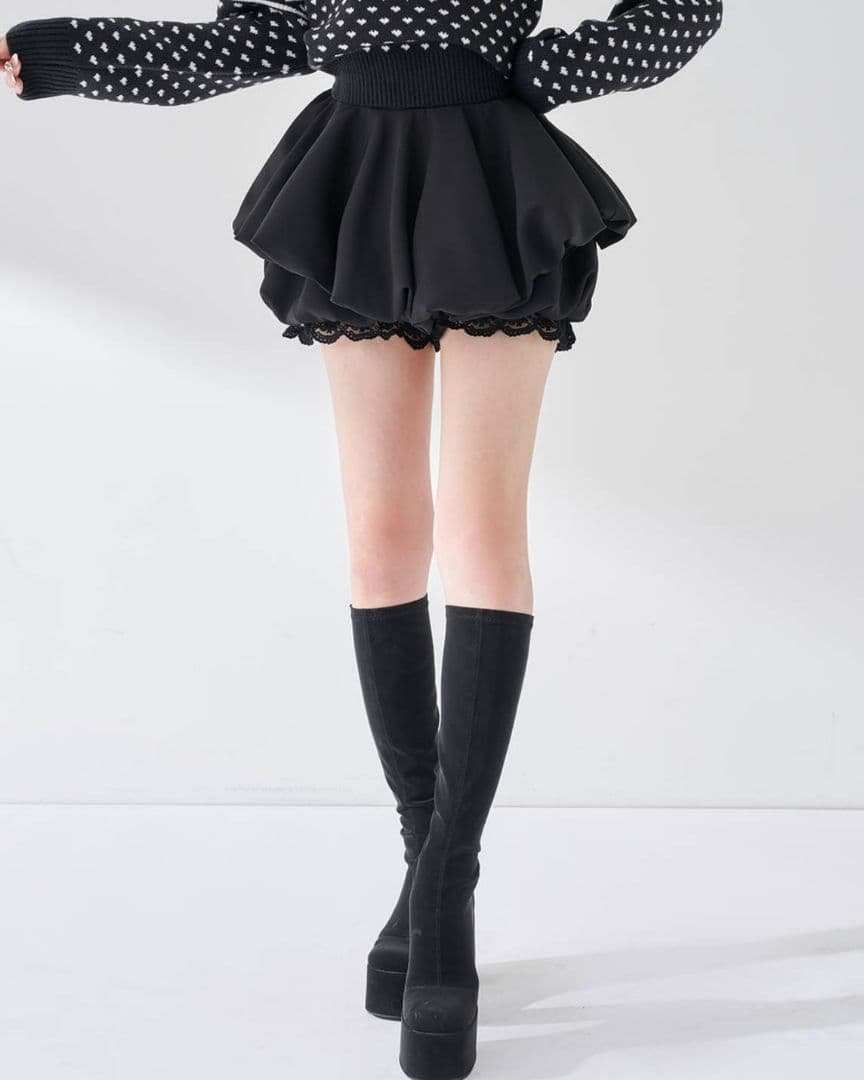 ダーリッチ ボリュームバルーンミニスカート フリー 黒 ♡