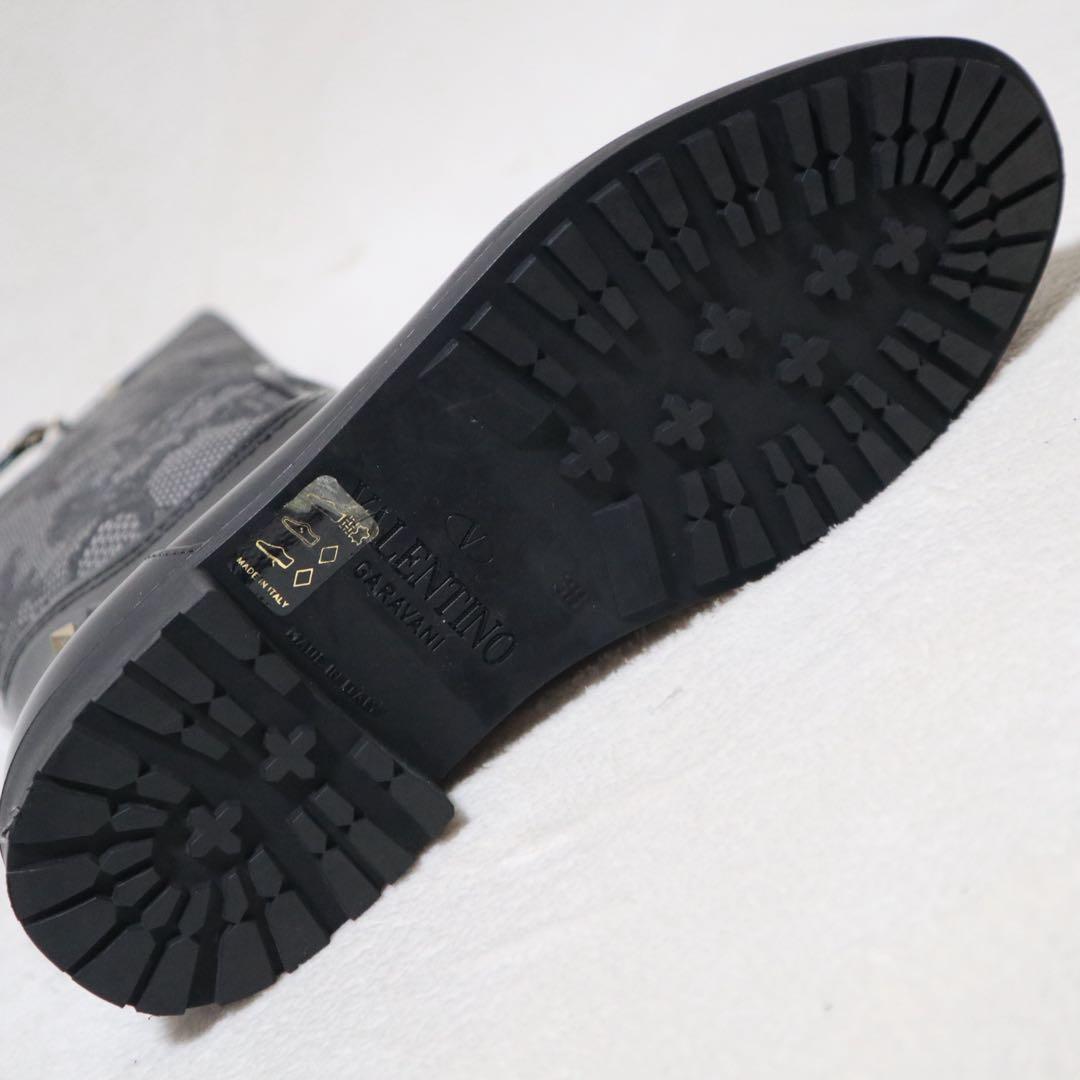 ヴァレンティノ レインブーツ 長靴 レース 刺繍 スタッズ ベルト ロング 38