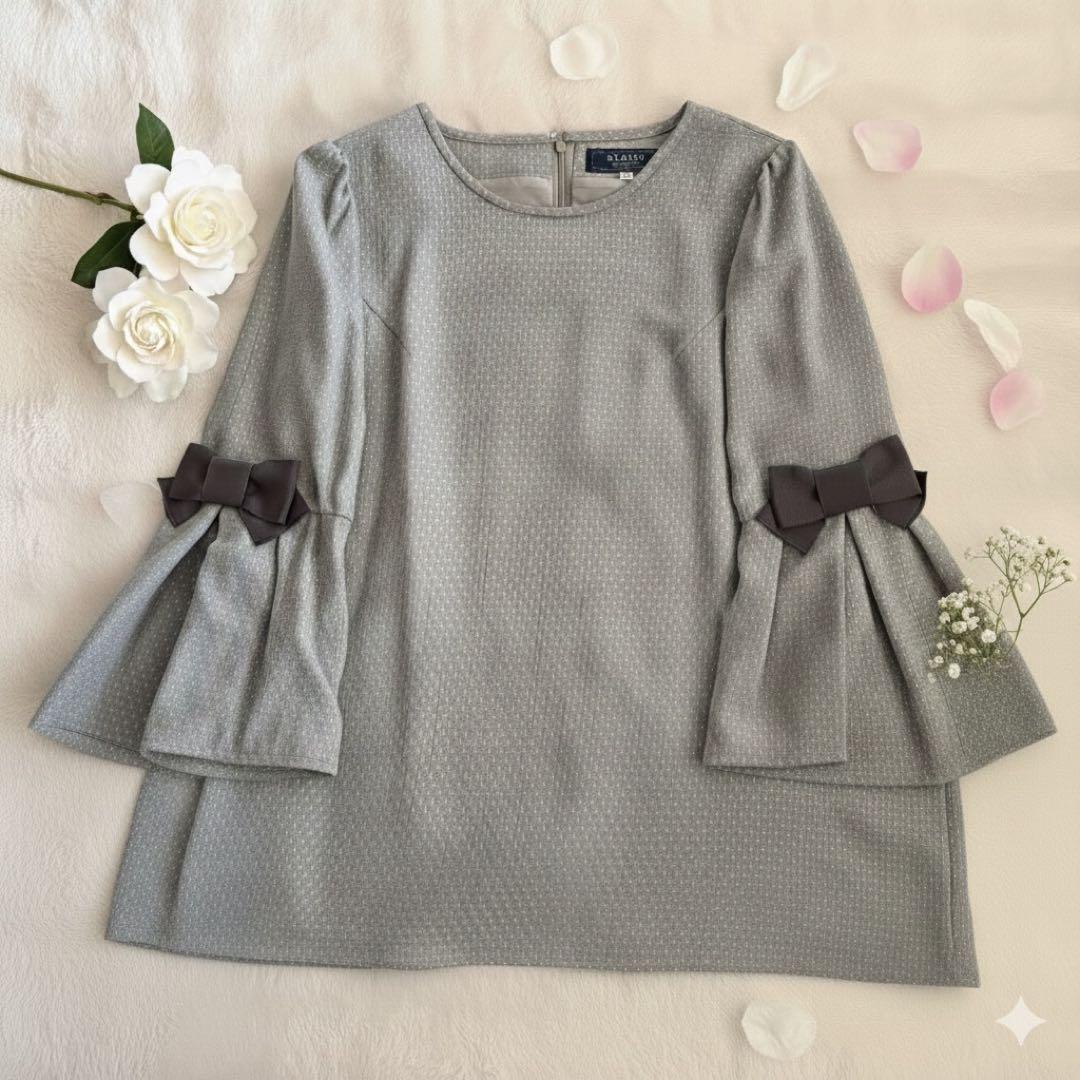 エムズグレイシー リボン ドットウールチュニック 40