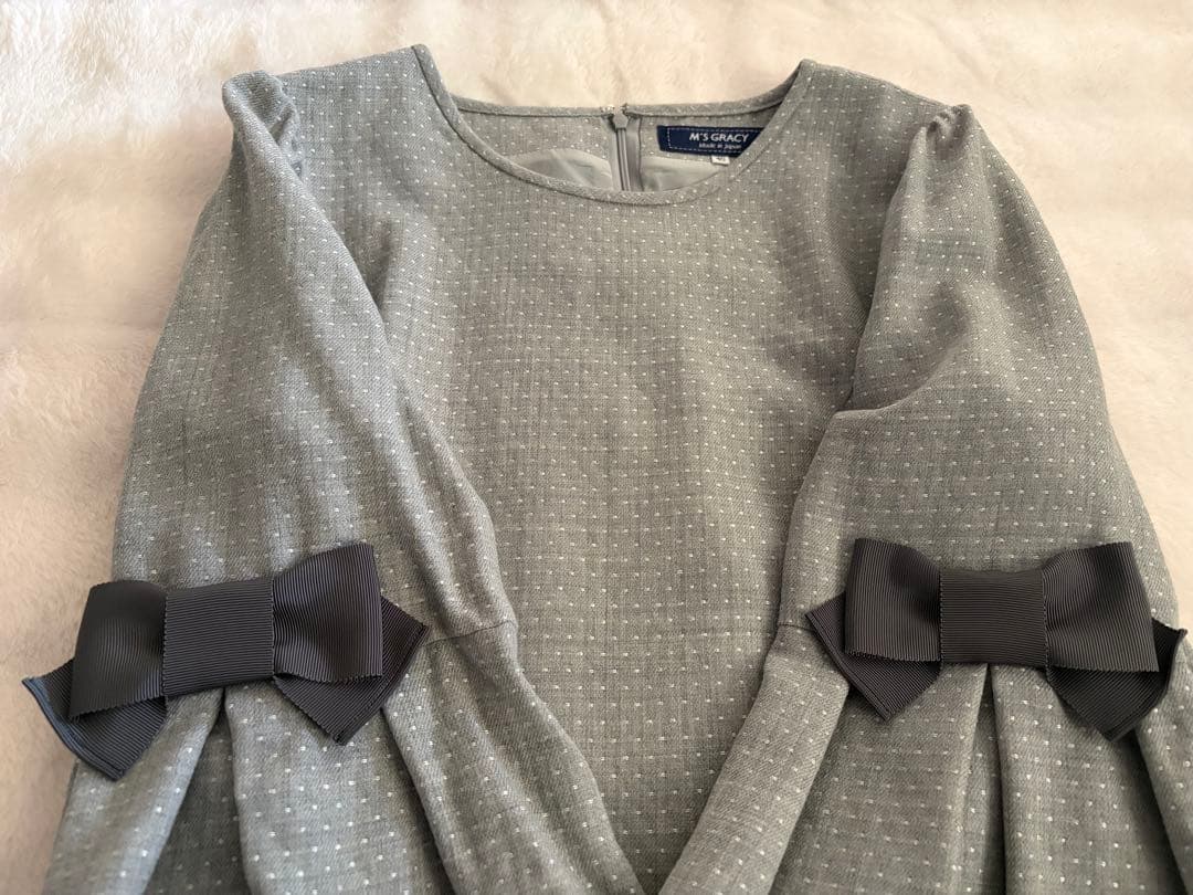 エムズグレイシー リボン ドットウールチュニック 40