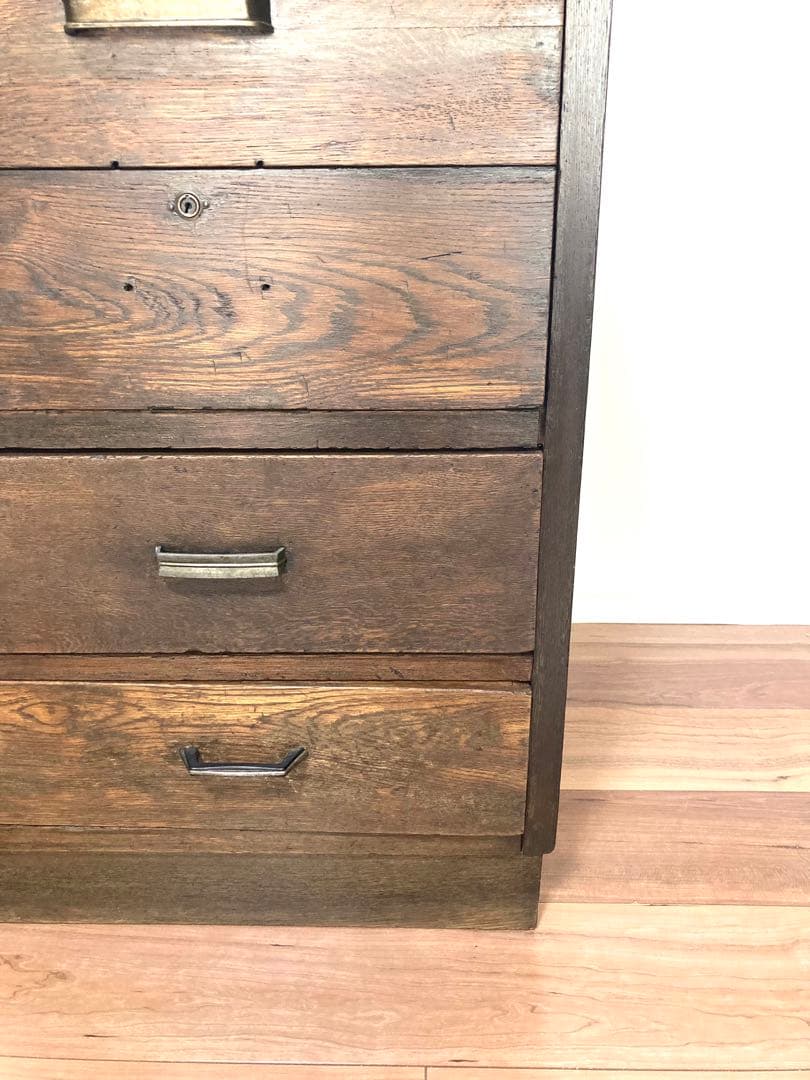 【メンテ済み】味のあるアンティークの木製引出し　 ベッドサイドテーブル　工具入れ