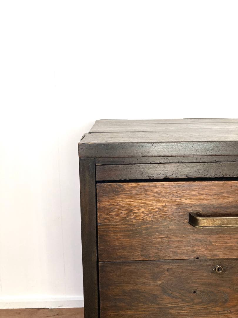 【メンテ済み】味のあるアンティークの木製引出し　 ベッドサイドテーブル　工具入れ
