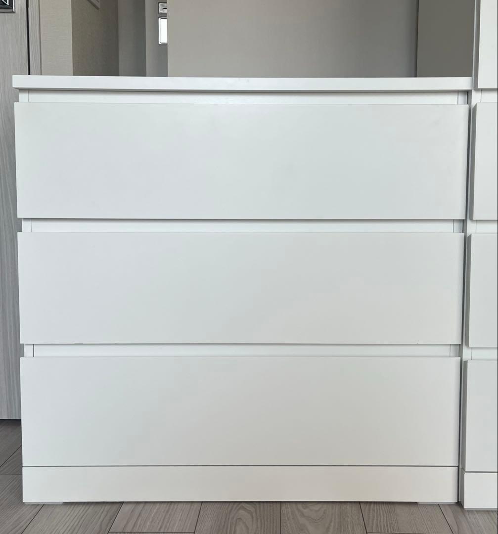 送料込み／完成品　IKEA MALM 3段チェスト ホワイト