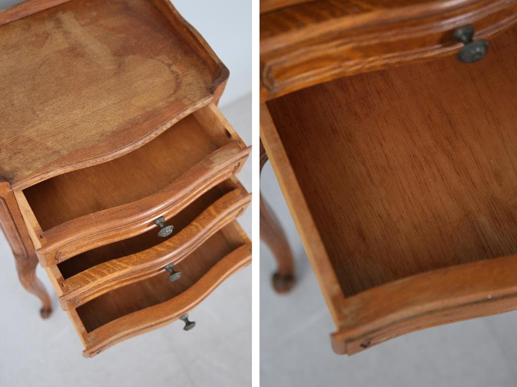 フランスアンティーク猫脚ナイトテーブル/木製キャビネット机飾り棚(82-129)