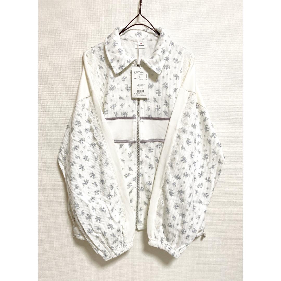 merry jenny 新品 ブルー floralコンビトラックジャケット