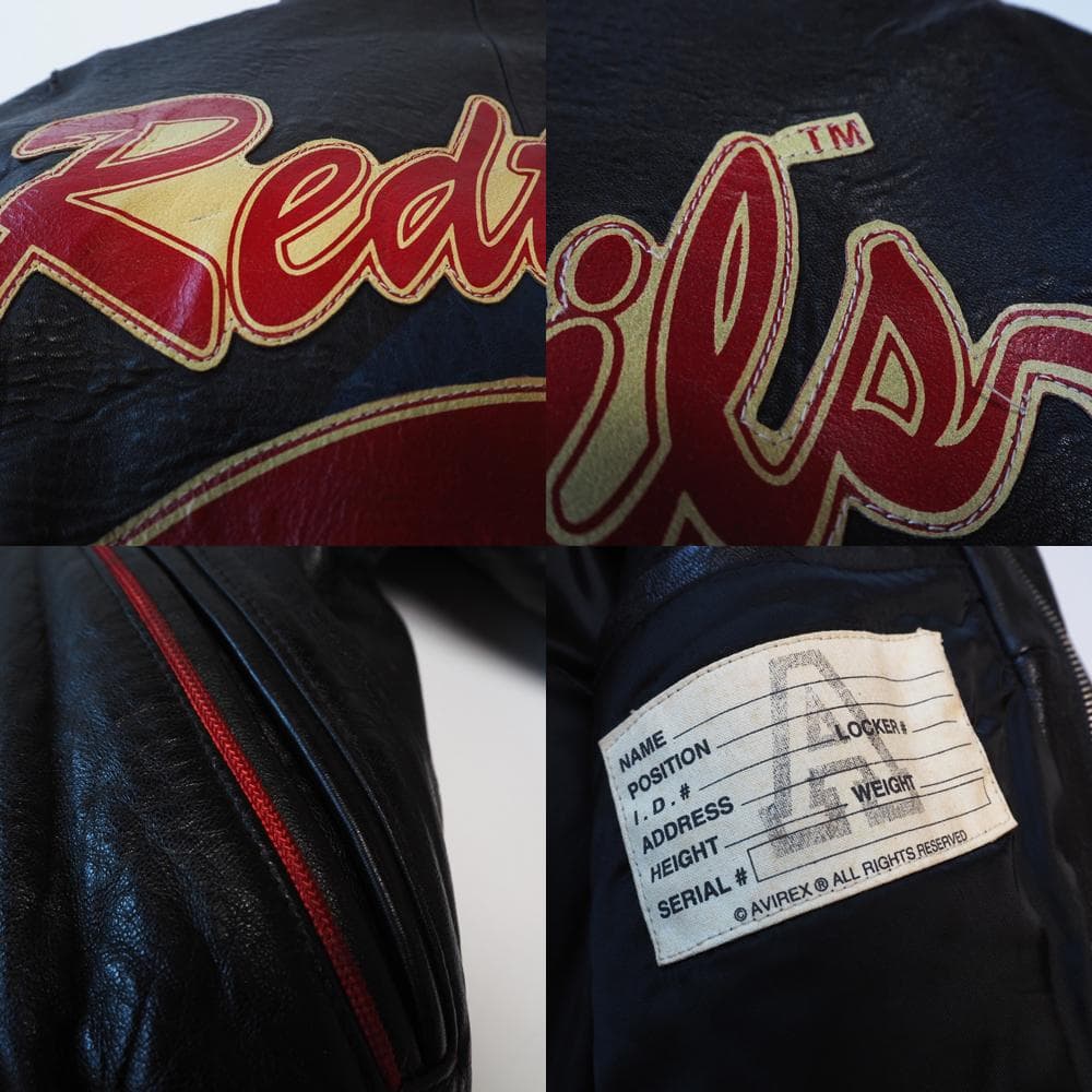 AVIREX 襟付き ショート丈 短丈 オールレザースタジャン 茶芯 本革