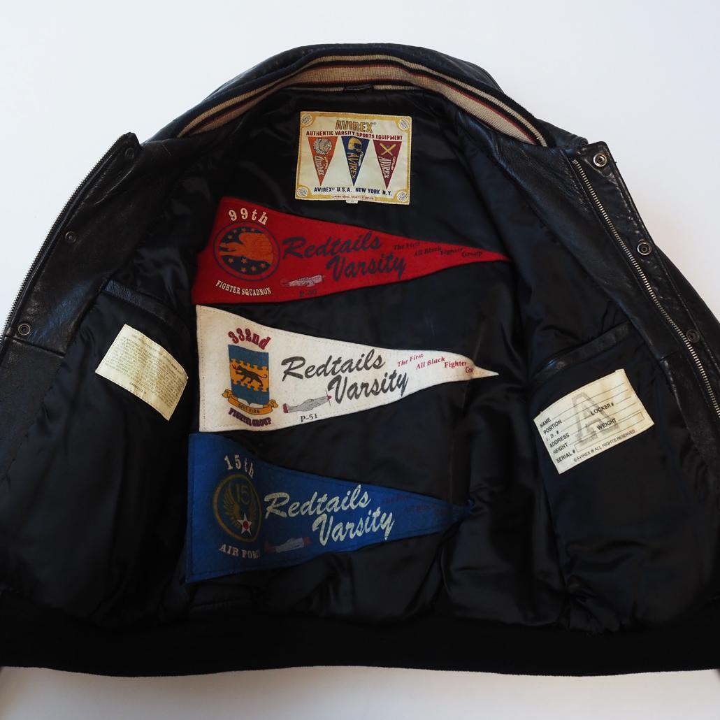 AVIREX 襟付き ショート丈 短丈 オールレザースタジャン 茶芯 本革