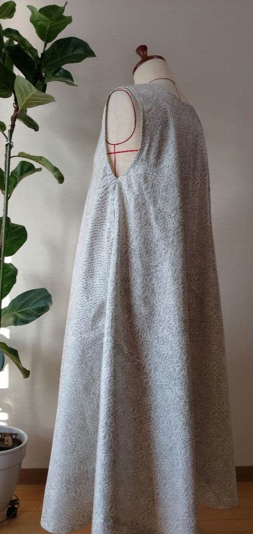 着物リメイク♤白大島紬フレアーワンピース♤正絹ストール付き♤