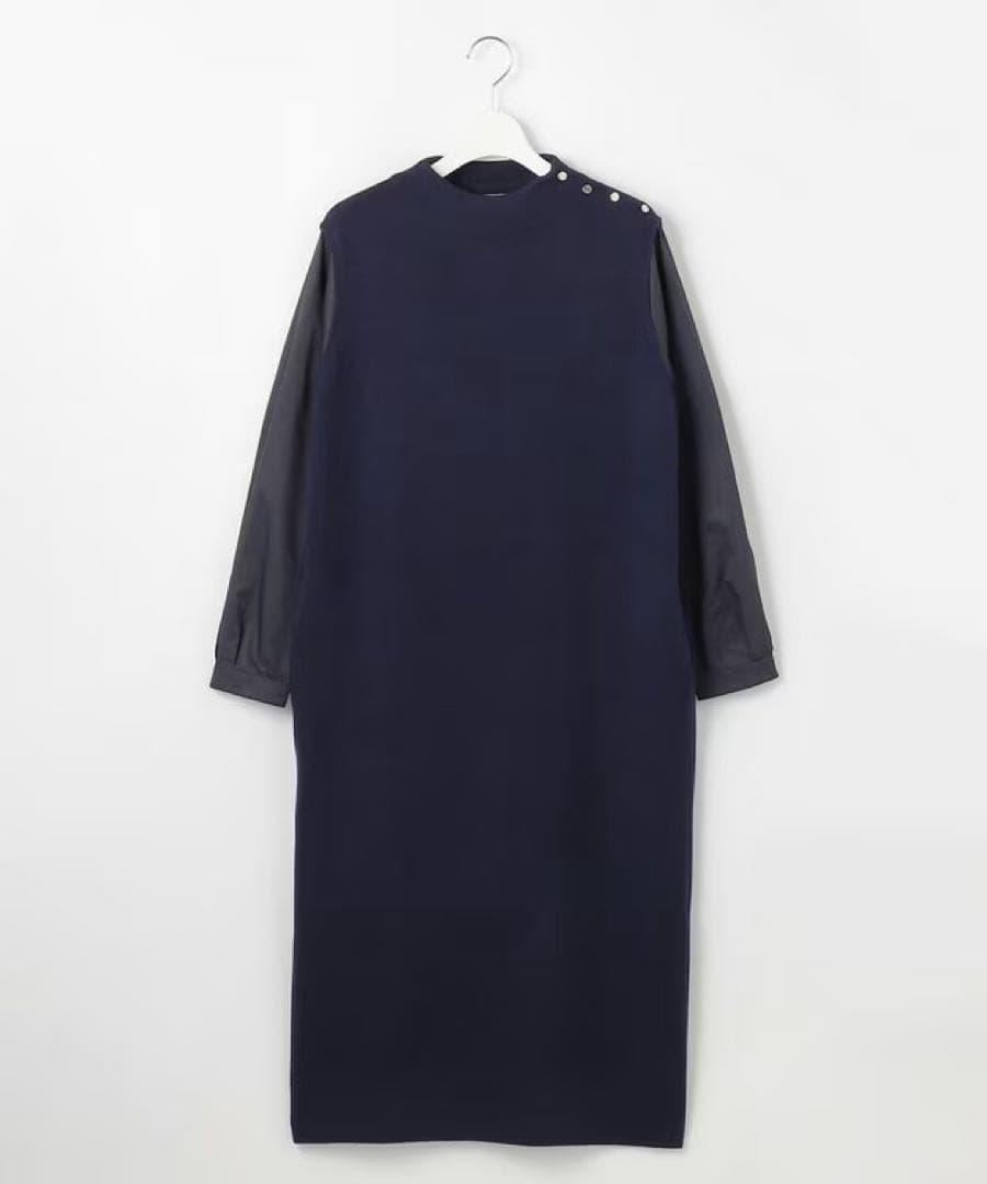 24AW ジェイプレス　CLOTH COMBI KNIT ワンピース　ネイビー系