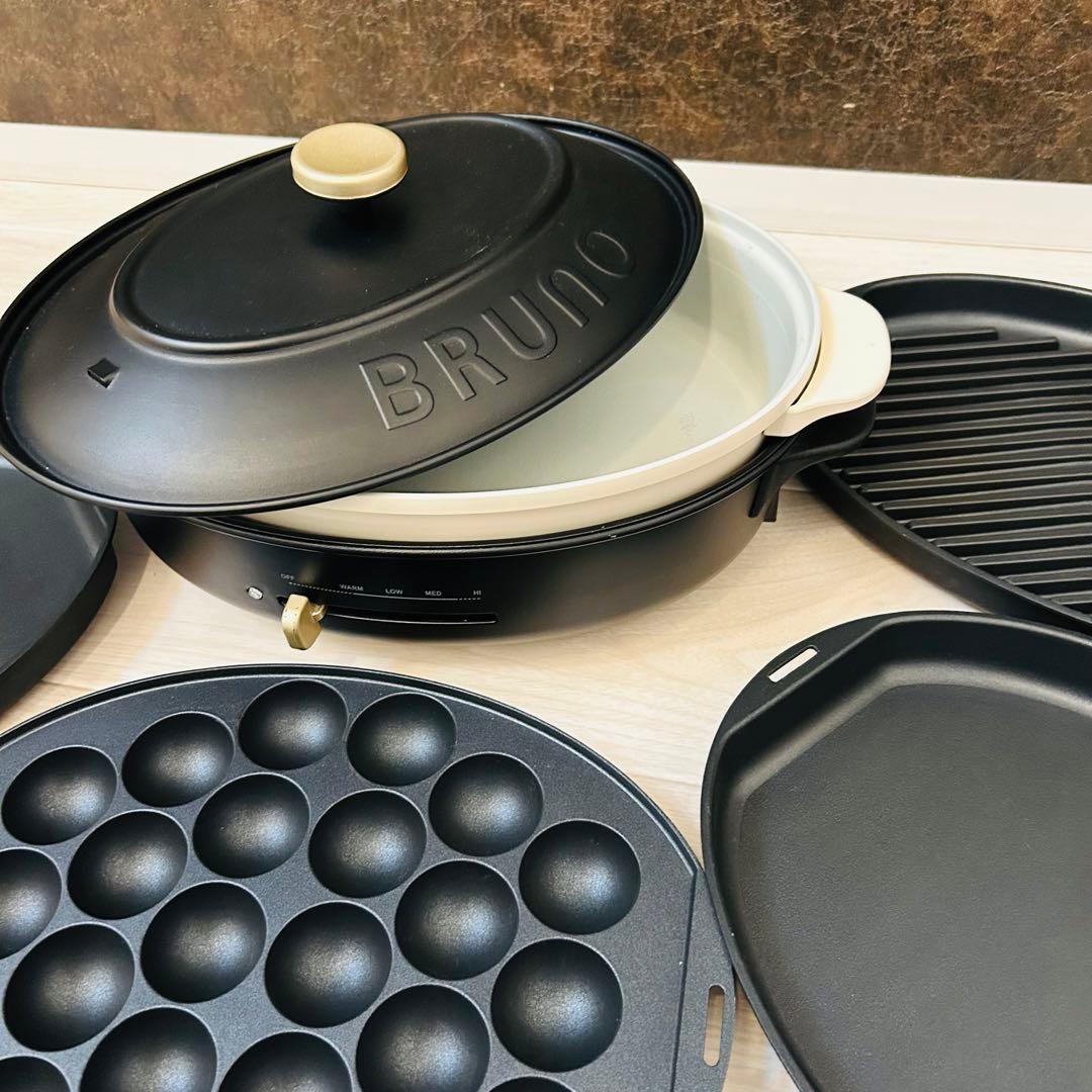 かりんママ様BRUNO　オーバルホットプレートBOE053　４種類のプレート、鍋