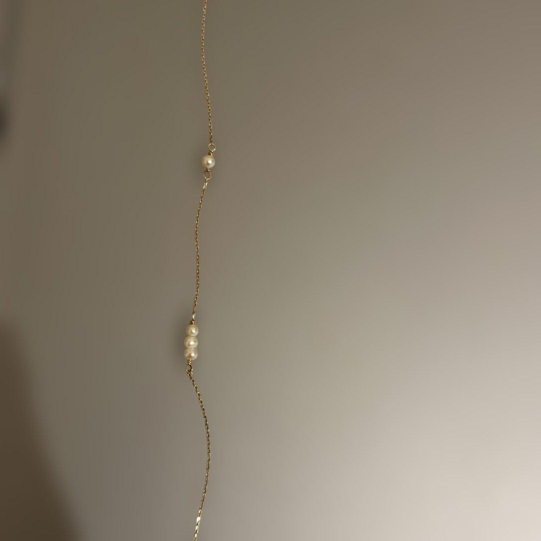 ◉ete ロングネックレス　イエローゴールド　10K淡水パール