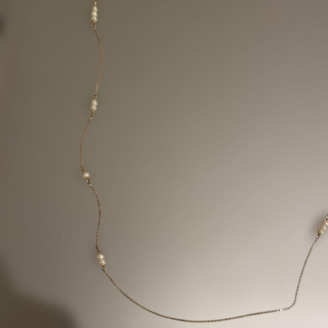 ◉ete ロングネックレス　イエローゴールド　10K淡水パール