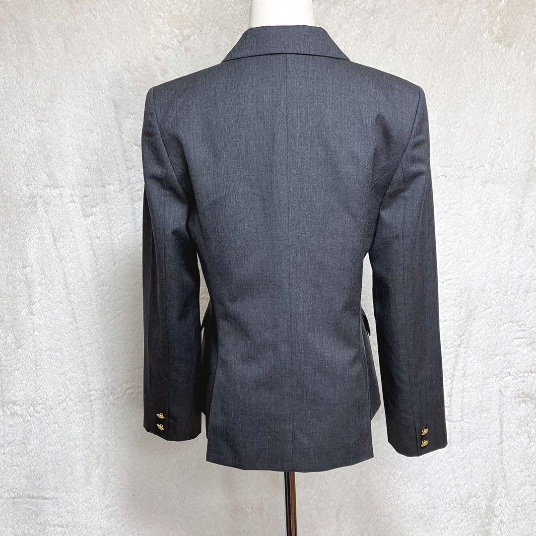 美品 バーバリー ロンドン ダブル 金ボタン テーラード ジャケット グレー