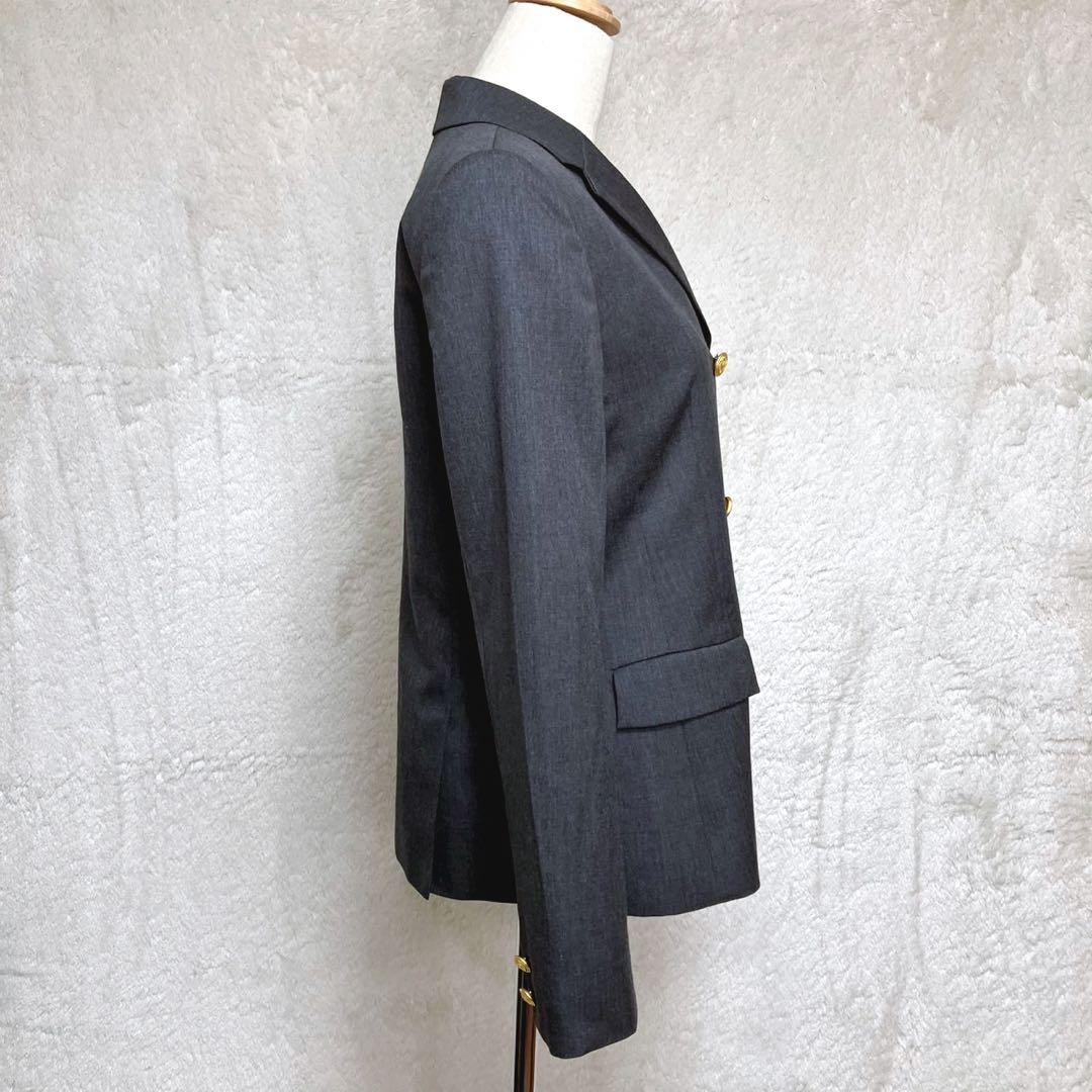 美品 バーバリー ロンドン ダブル 金ボタン テーラード ジャケット グレー