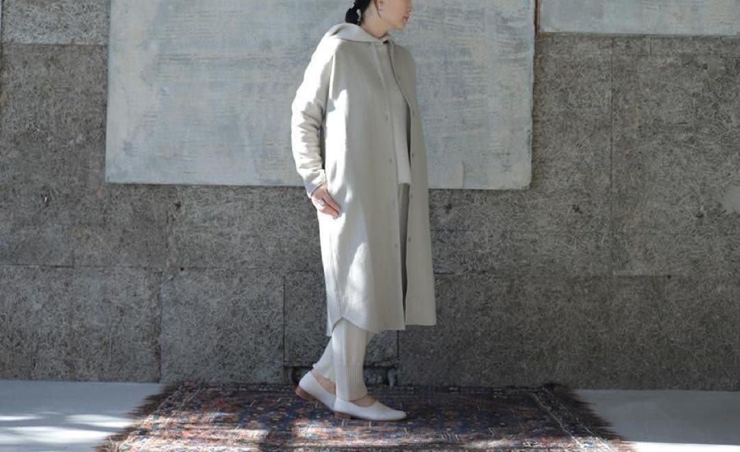 evam eva★近年秋冬モデル　ウールリネン　シャツワンピース　ローブ