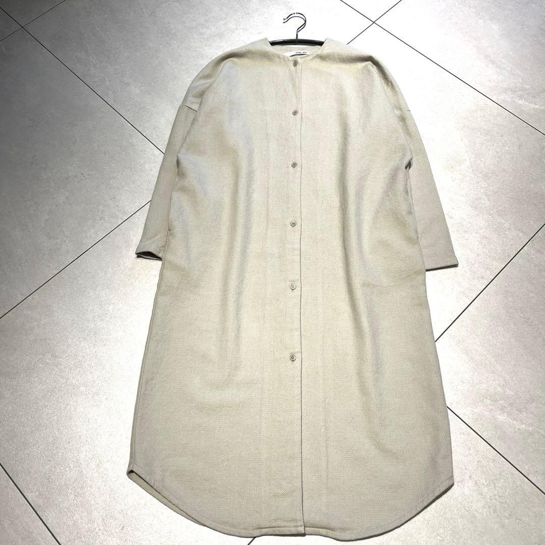 evam eva★近年秋冬モデル　ウールリネン　シャツワンピース　ローブ