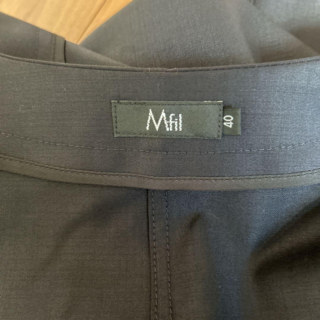 ￼ エムフィル　M・fil 比翼ノーカラー　コート 濃紺 サイズ40 春・秋