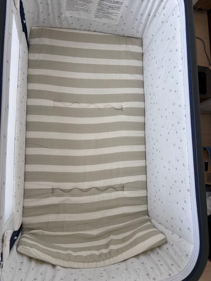 HZDMJ ベビーベッド ネイビー(たまひよごろ寝マット付き)