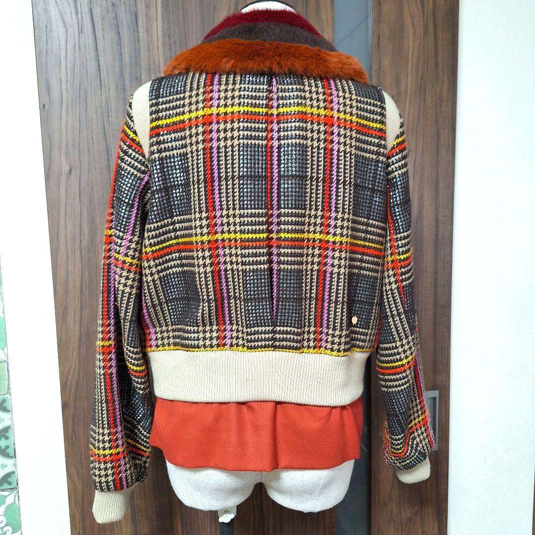 MUVEIL ミュベール ブルゾン チェック ブラウン系 36