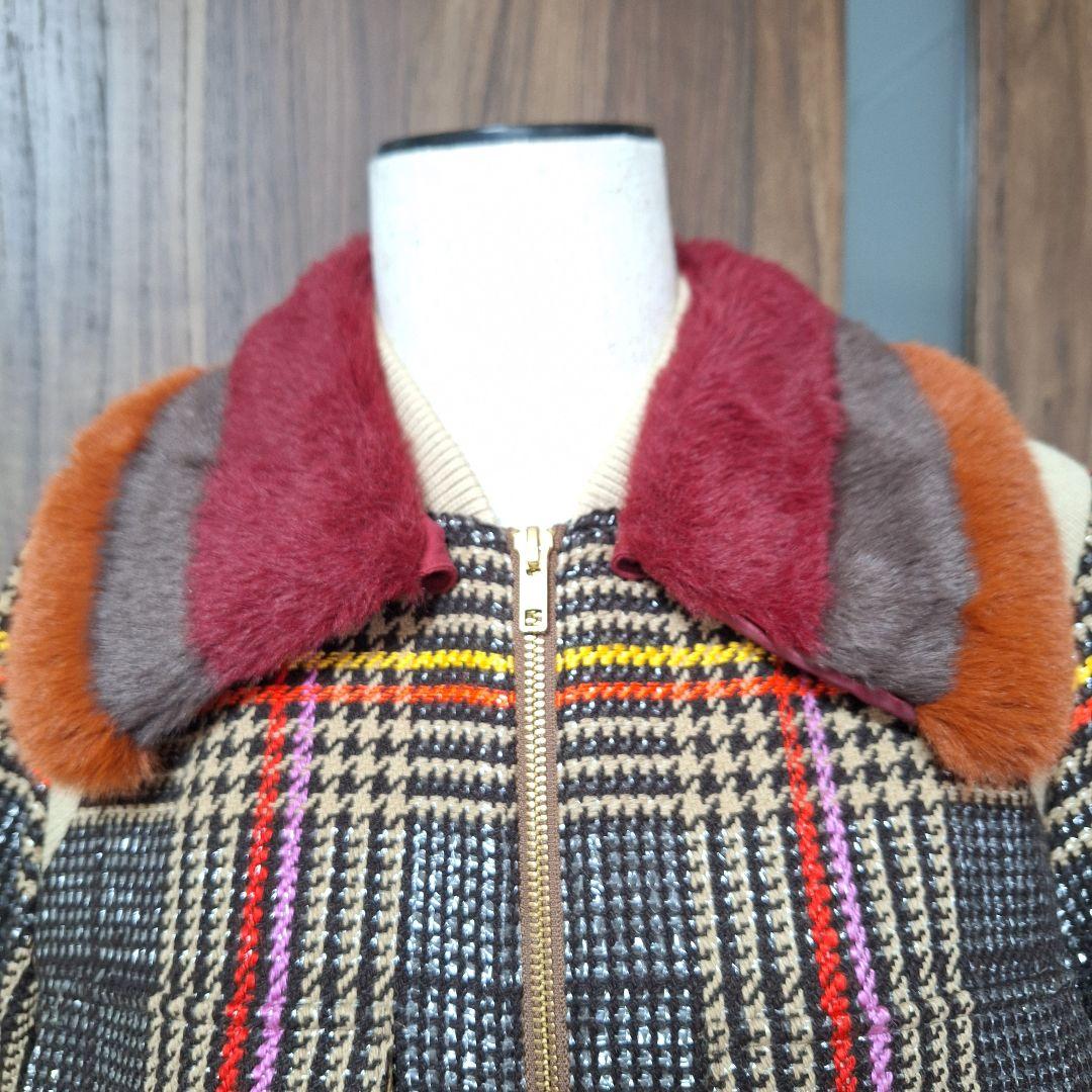 MUVEIL ミュベール ブルゾン チェック ブラウン系 36