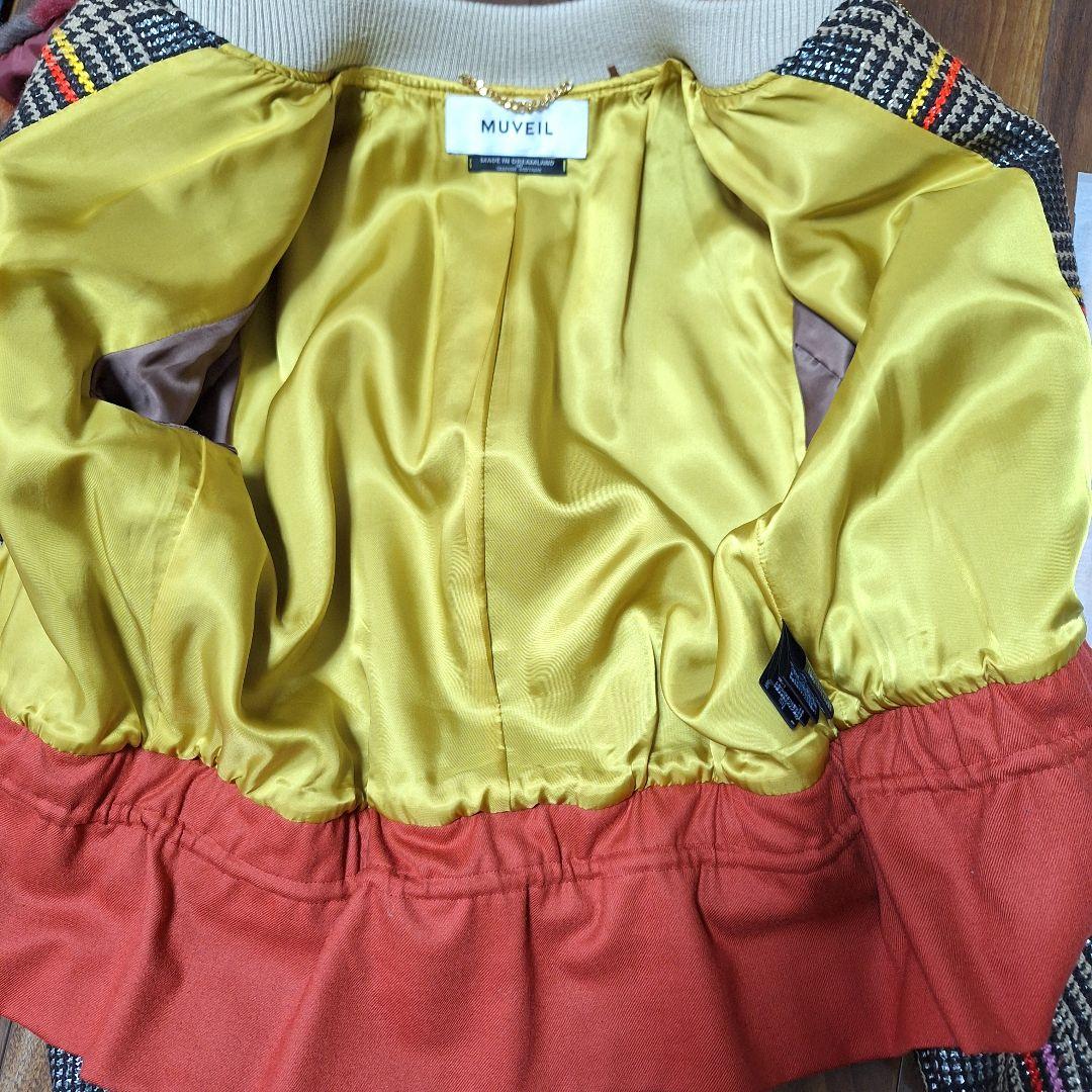 MUVEIL ミュベール ブルゾン チェック ブラウン系 36