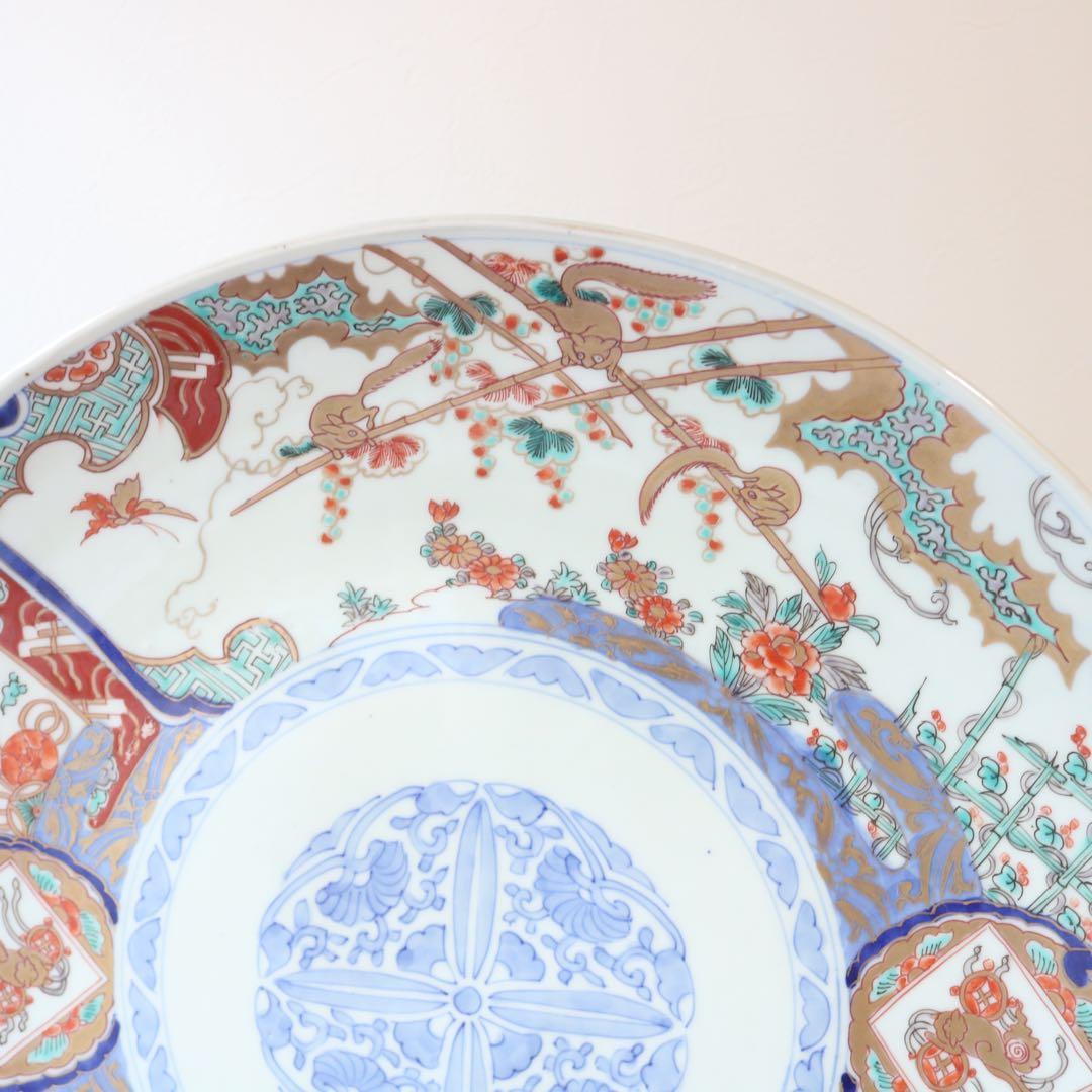 時代　色絵金彩伊万里　葡萄栗鼠図　手毬獅子 大皿 色絵 飾り皿 直径41㎝
